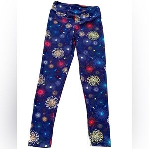 New LuLaRoe Women’s Leggings Dark Blue with fireworks print - One Size